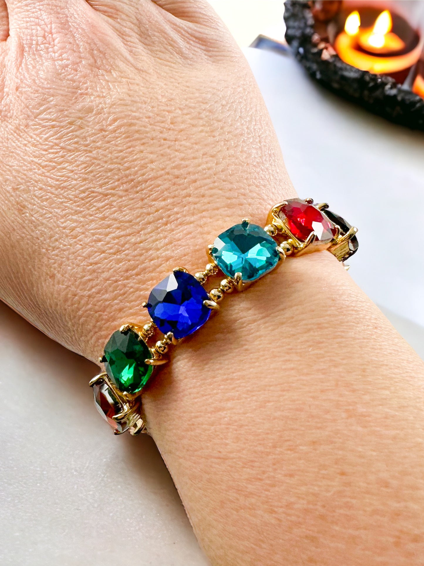 Crown Jewel Bracelet, Jewel Tones