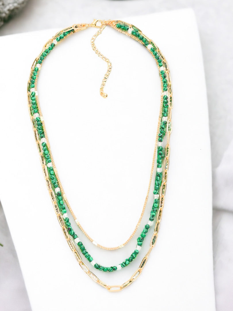 Luminated Layers Necklace, Emerald Green