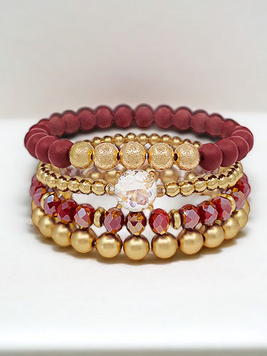 Elegant Edge Bracelet Set, Wine