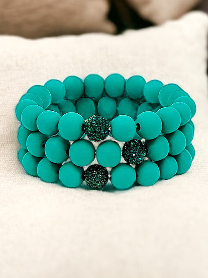 Sleek Stack Bracelet Set, Teal