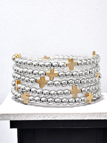 Infinite Gleam Bracelet Set, Silver & Gold