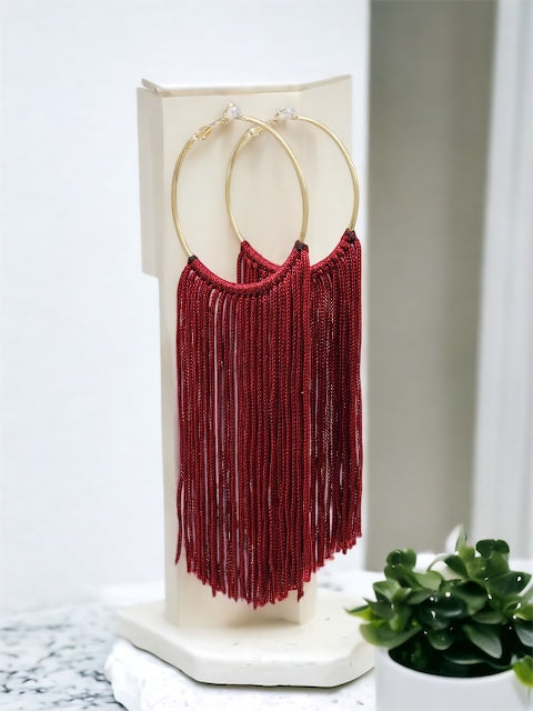 Dancing Strand Hoops, Maroon