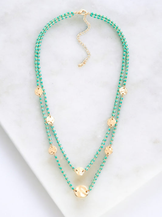 Sunbeam Layers Necklace, Jade Green