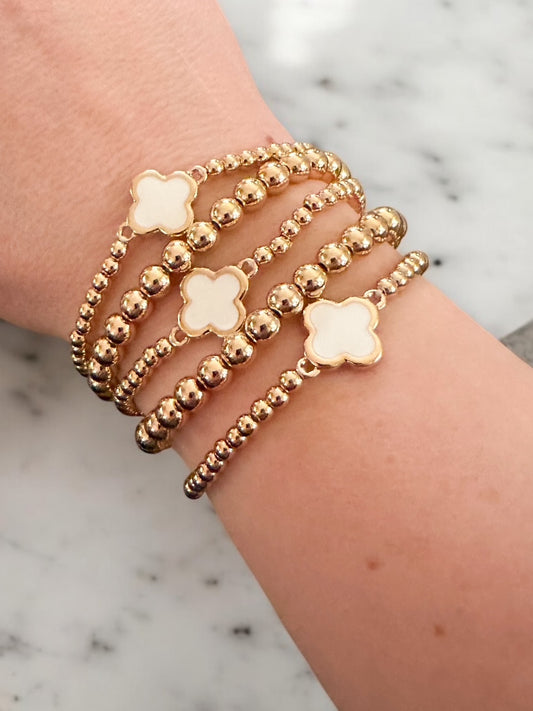 Wrapped in Clover Bracelet Set, White