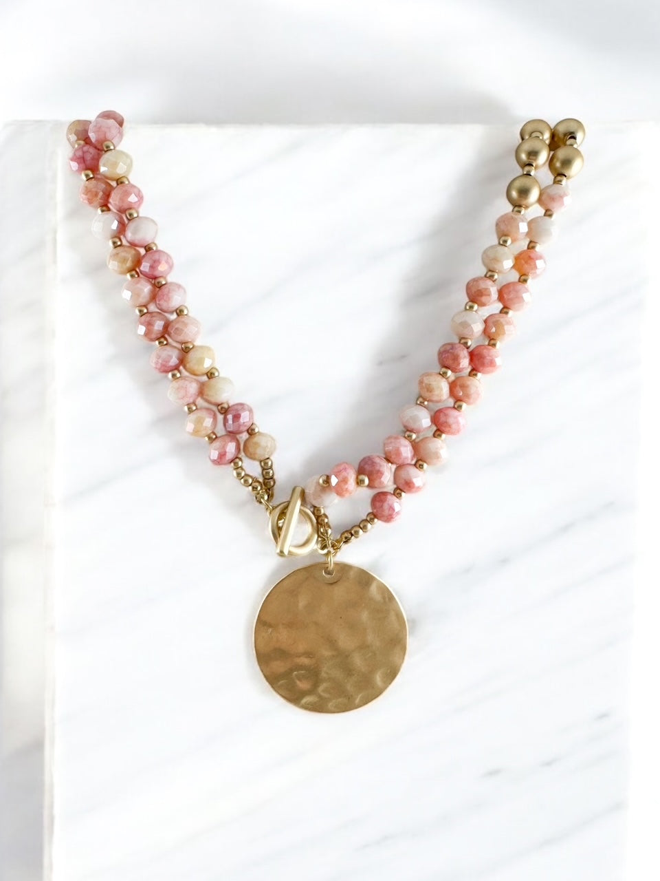 Elysian Tides Necklace, Rose Quartz