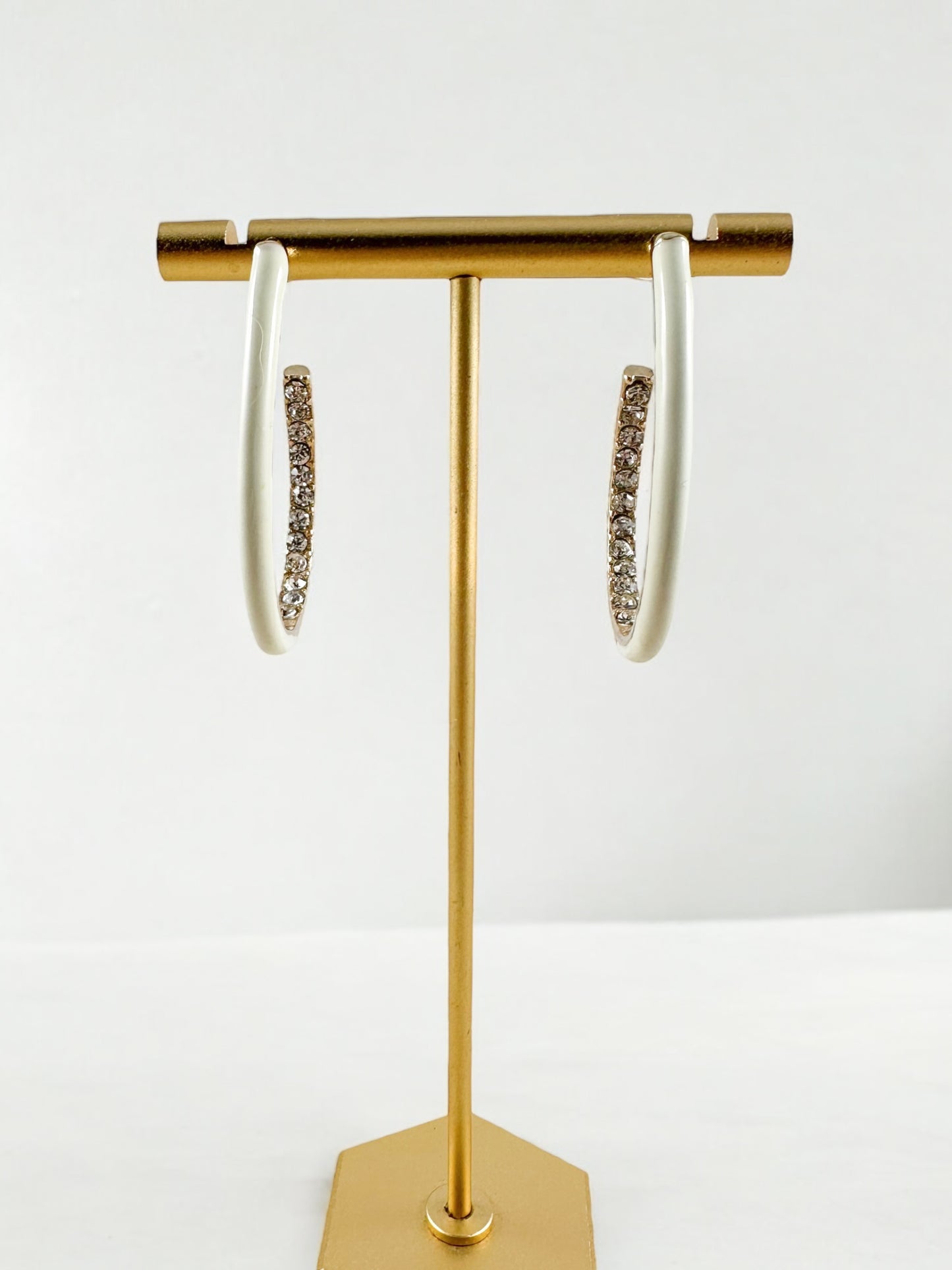 Crystal Curve Hoops, Ivory
