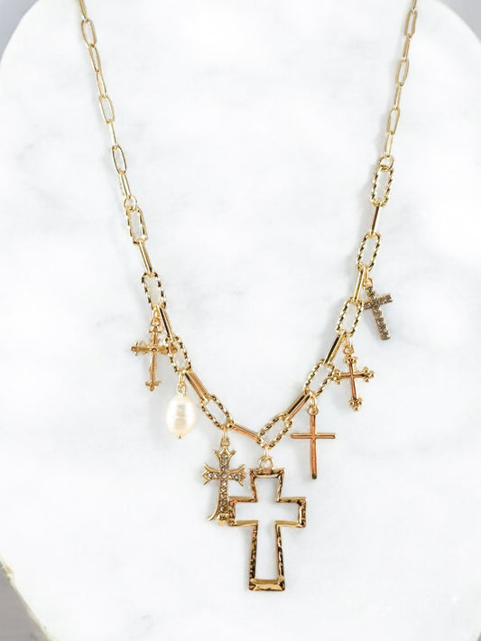 Hold Fast Charm Necklace, Gold
