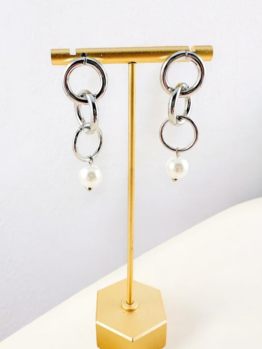 Chain Reaction Earrings, Silver