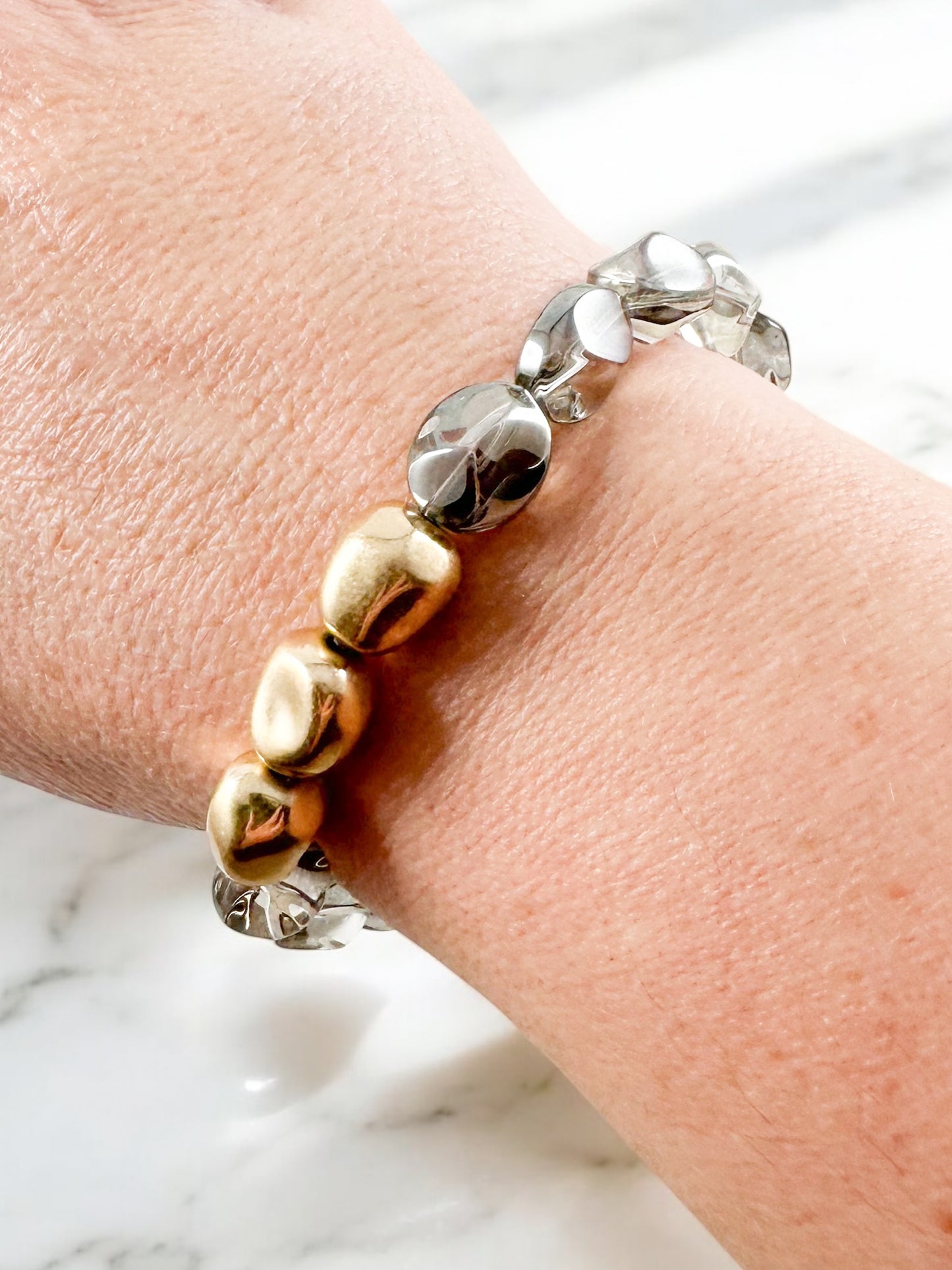 Honey & Crystal Bracelet, Smoke