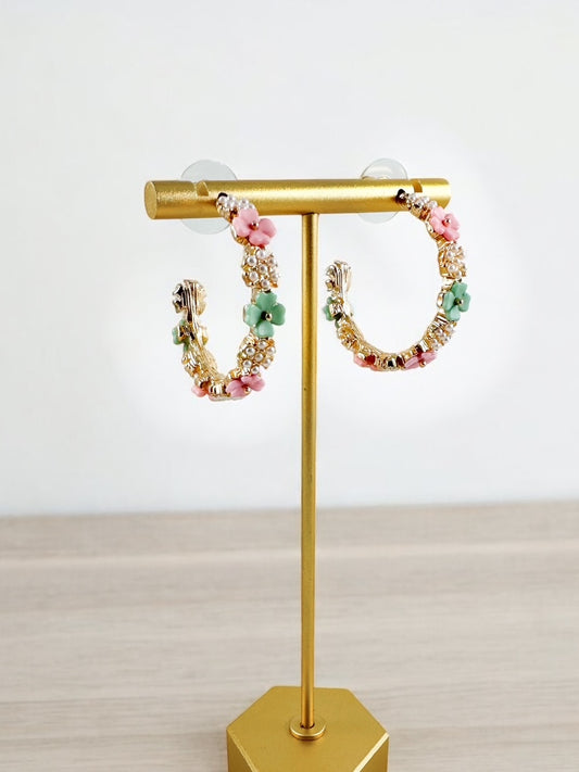Dainty Bloom Hoops, Pastel Multi