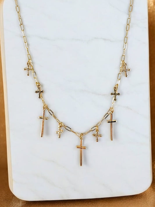 Blessing Charm Necklace, Gold