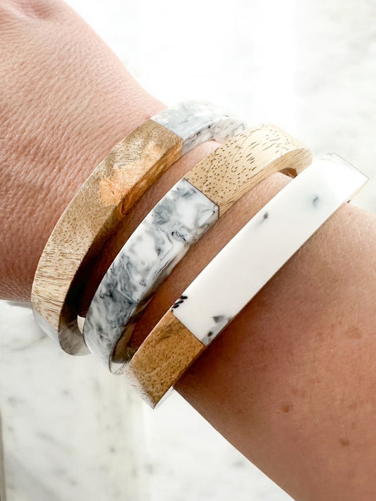 Marblewood Trio Bracelet Set, White