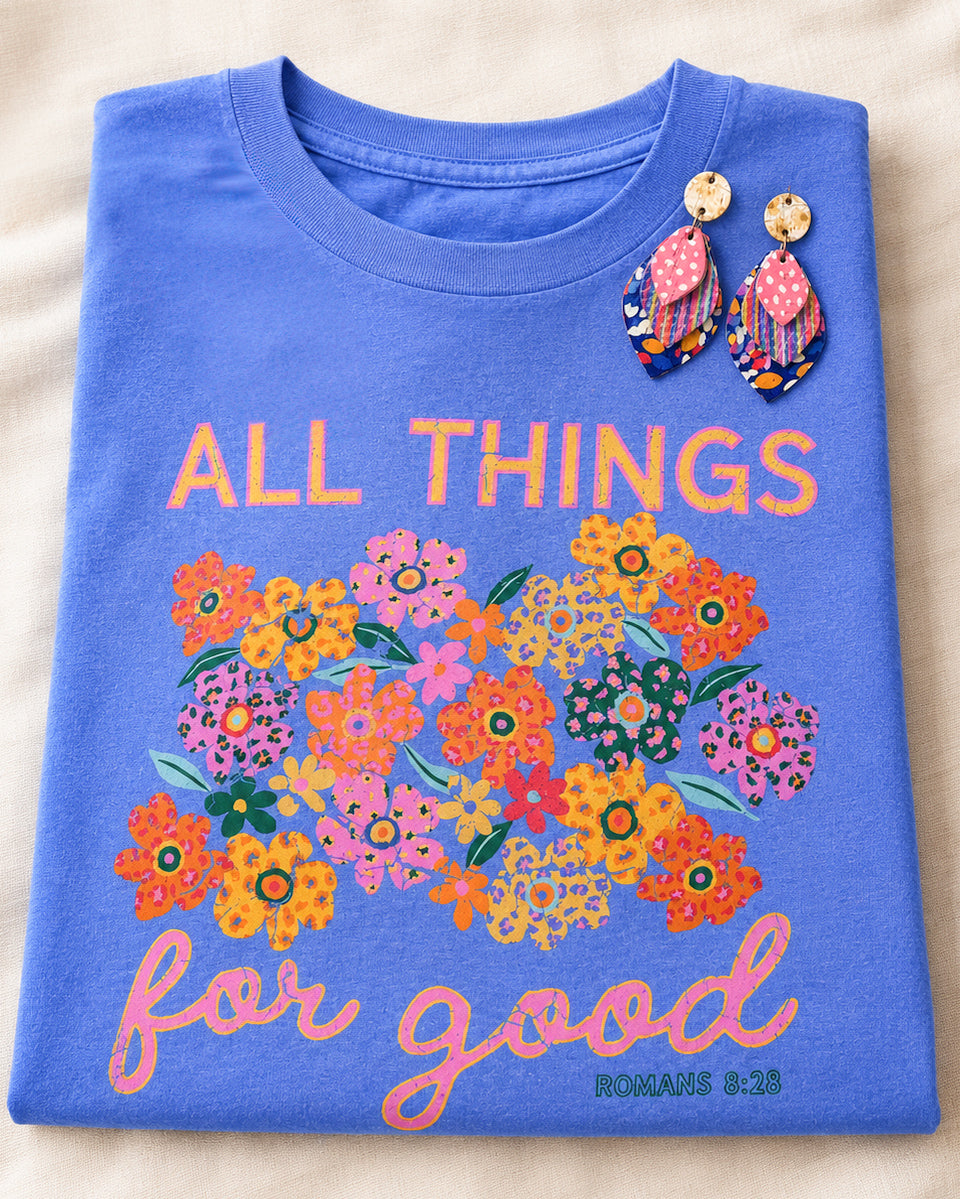 All Things for Good Tee styled with coordinating Something Good Earrings