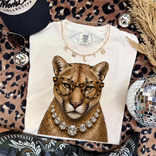 Bougie Cougar mascot graphic tee flat lay