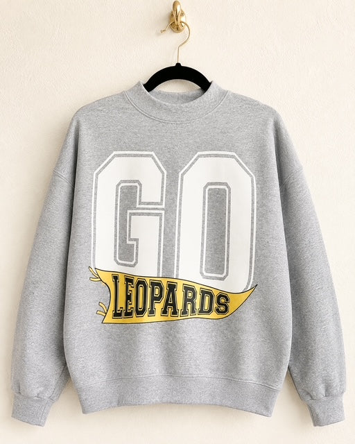 Sport gray Friday Uniform crewneck sweatshirt hanging against a creamy white background.