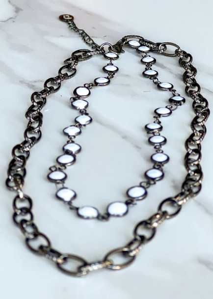 Shadow & Light Necklace, White & Hematite