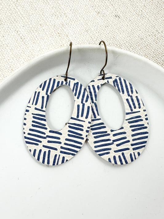Indigo & Stone Earrings, Small Walnut