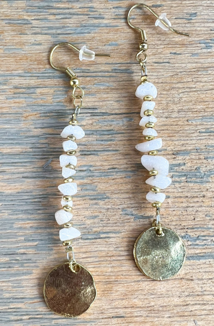 Pebble & Path Earrings, White