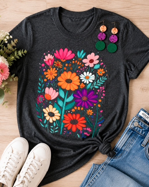 Painted Garden Tee | Colorful Flower Graphic T-Shirt – Anabelle + Oak