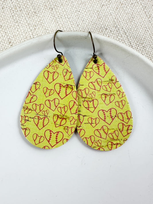 Softball Sweetheart Earrings | Medium Oak