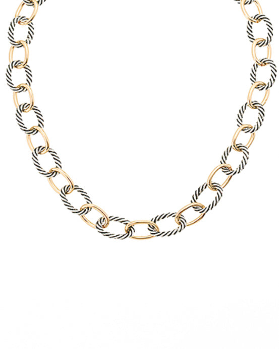Gold and silver mixed metal necklace with alternating oval chain links