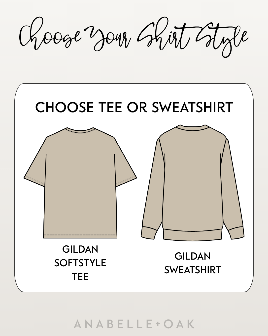 Wildcat Territory shirt style options showing the sand short-sleeve tee and sand crewneck sweatshirt.