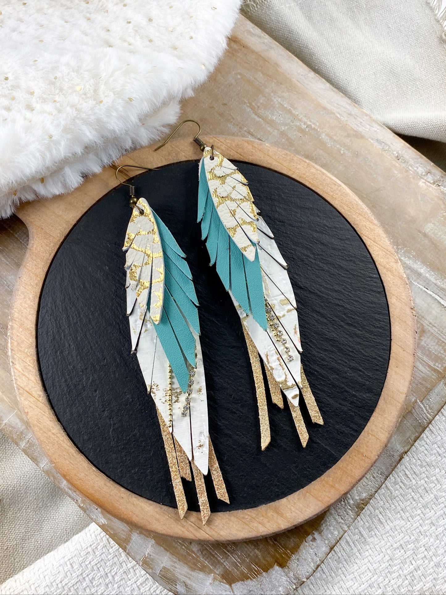 White & Turquoise Feathers