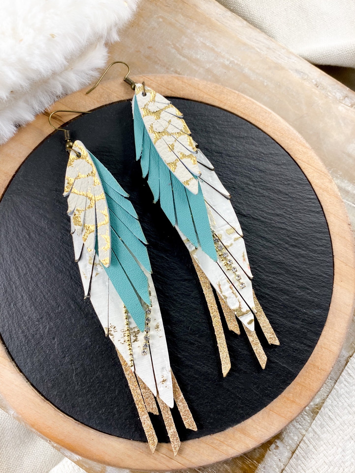 White & Turquoise Feathers