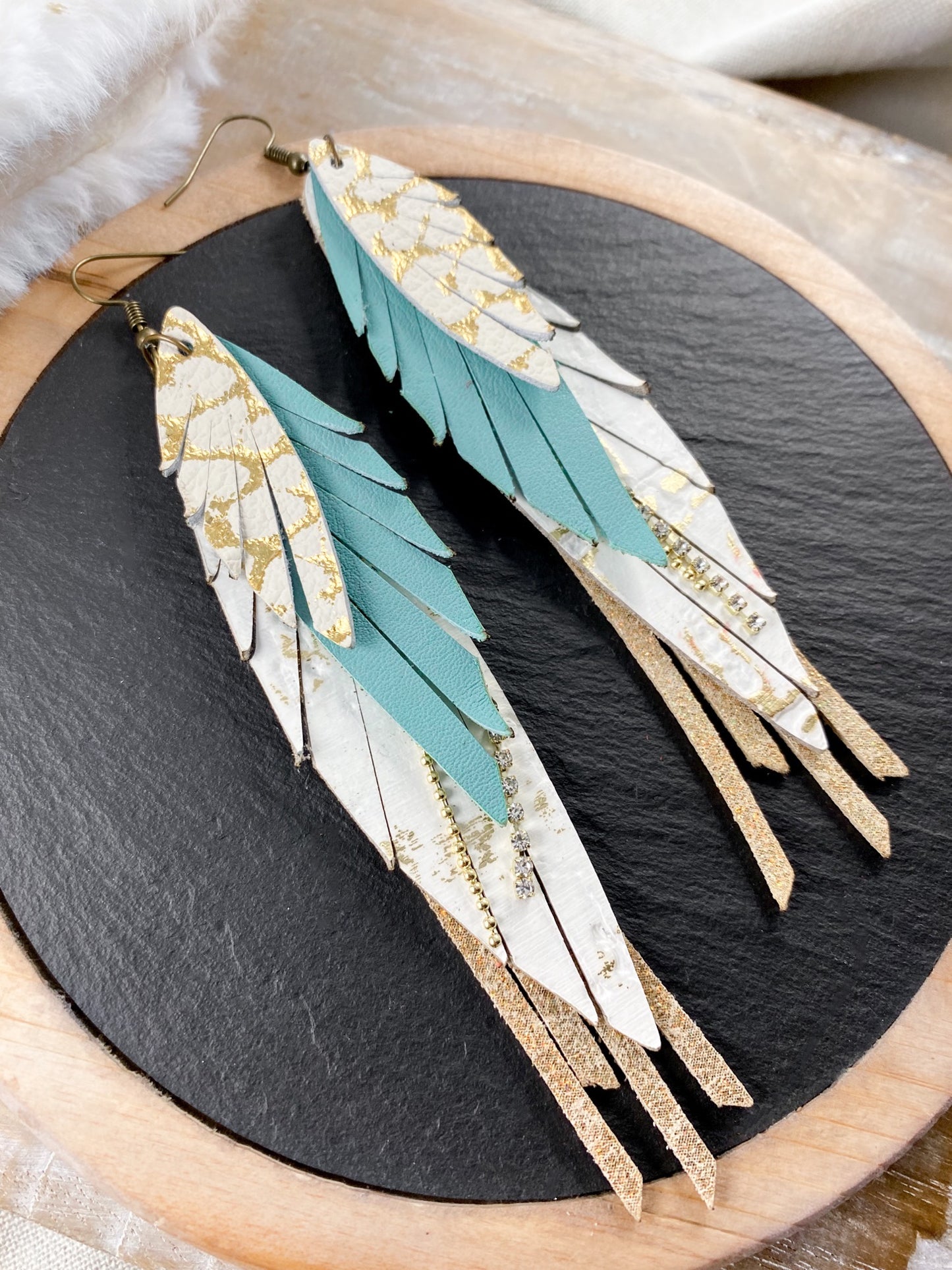 White & Turquoise Feathers