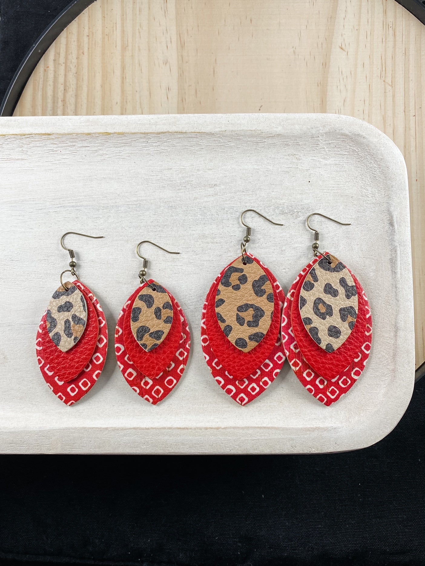 Red & Leopard Stacked Feathers