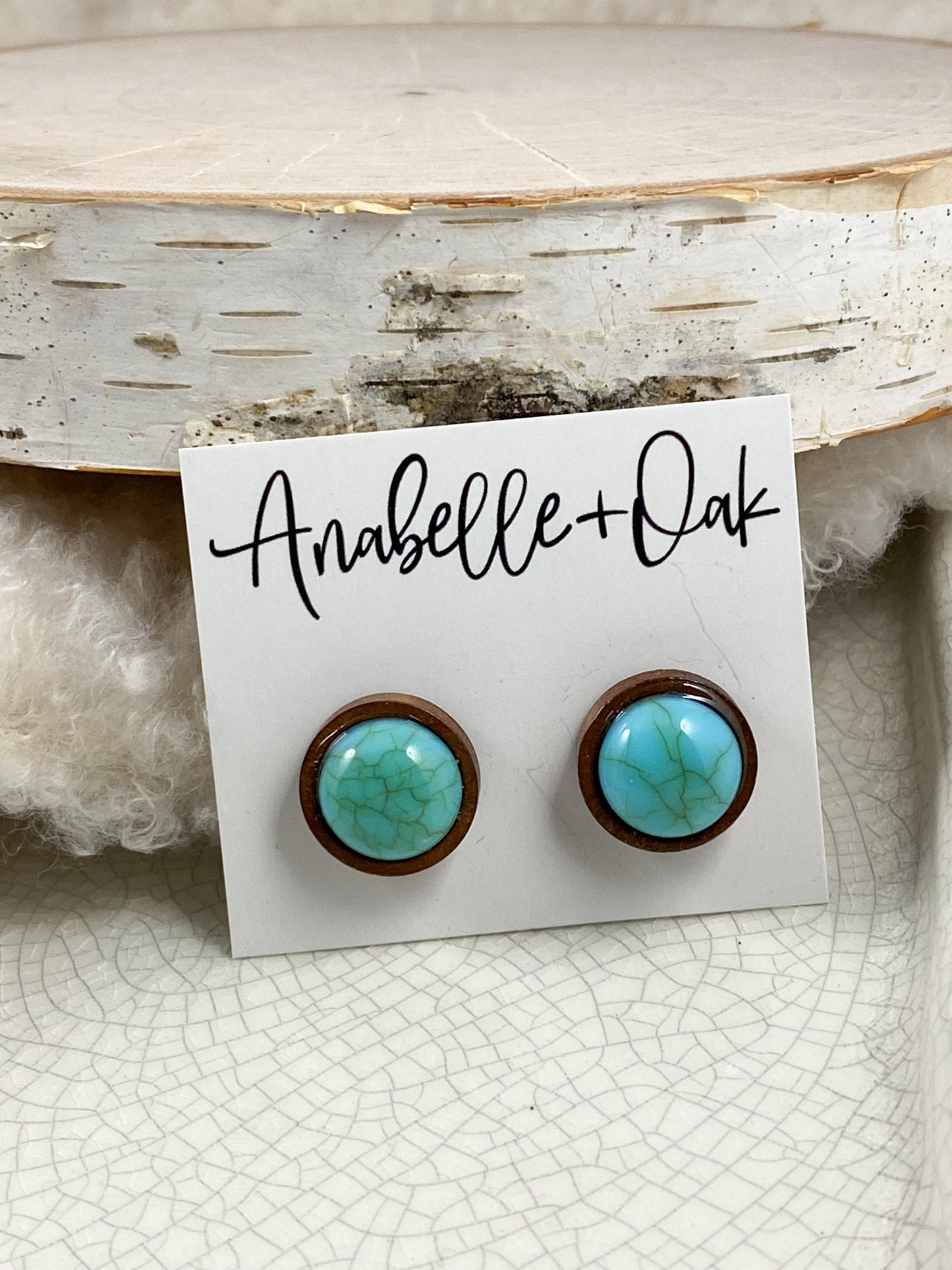 Turquoise & Wood Studs