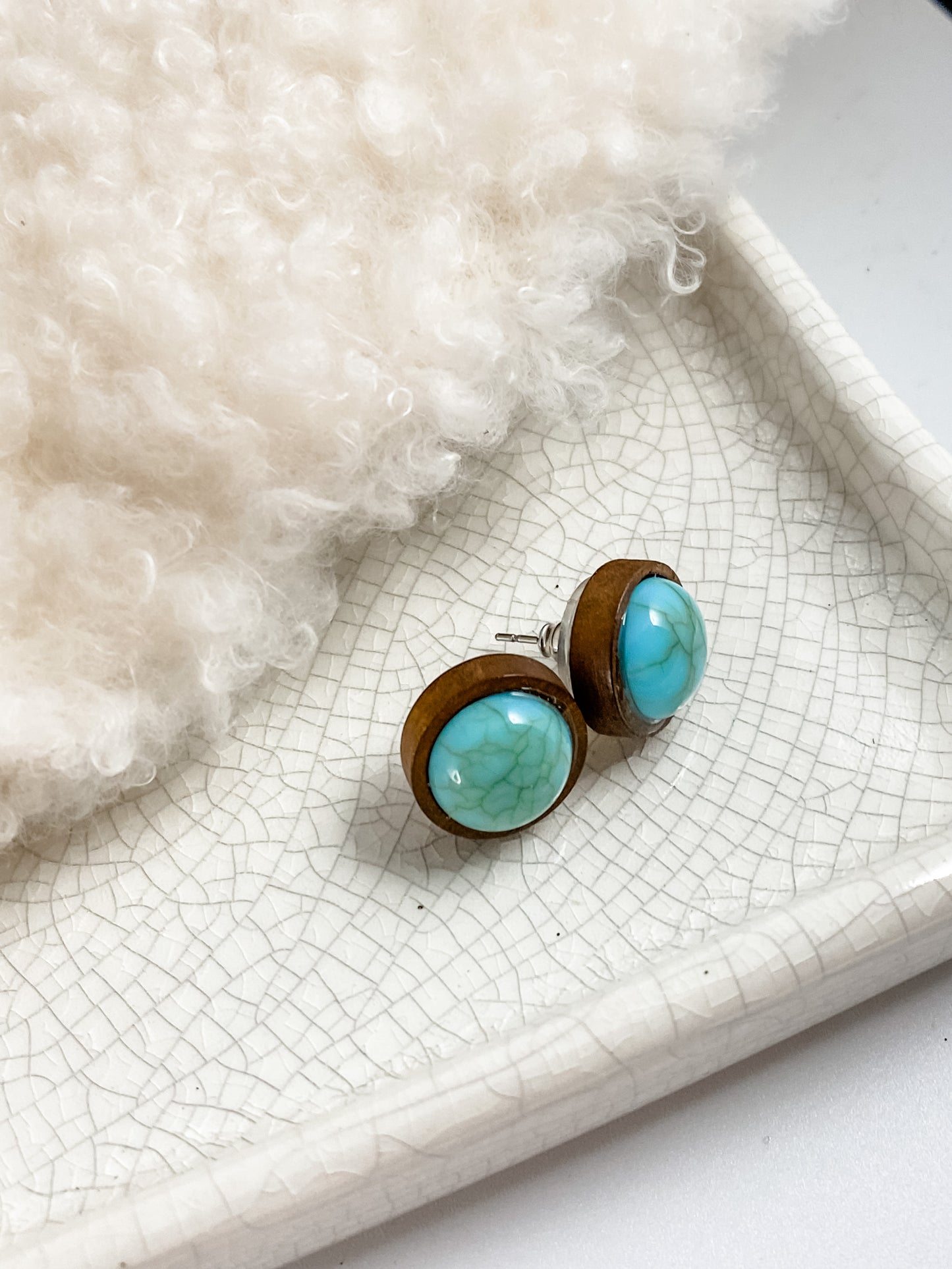 Turquoise & Wood Studs