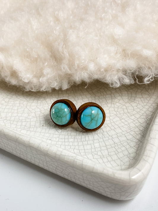 Turquoise & Wood Studs