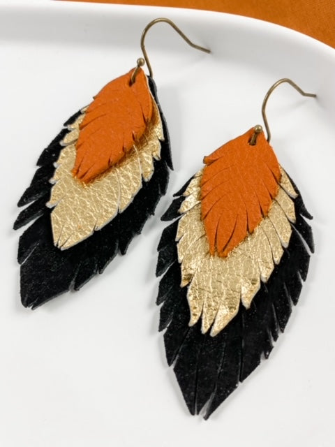 Orange & Black Fringe Feathers