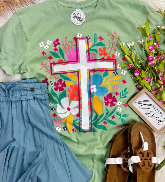 Floral Cross Tee