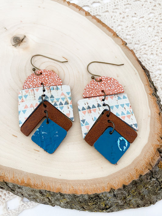 Coral & Teal Western Drops