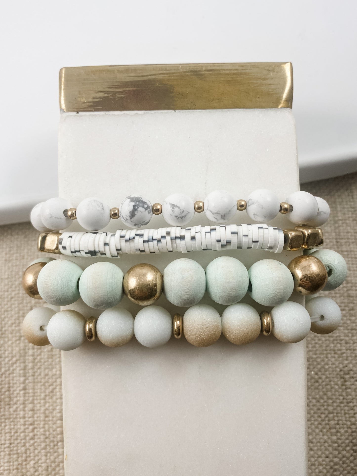 Light Mint & White Bracelet Stack