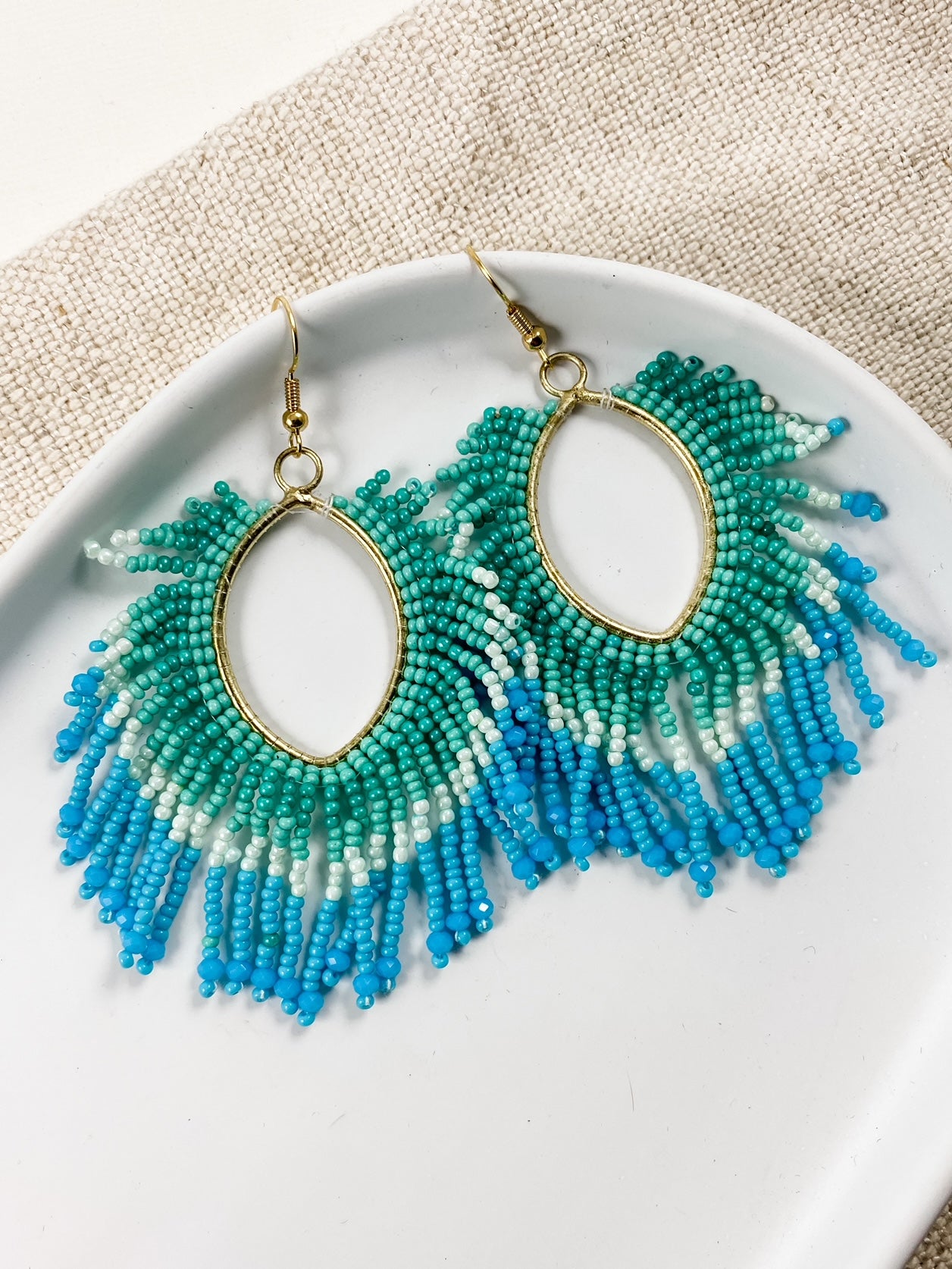 Ombre Turquoise Bead Fringe