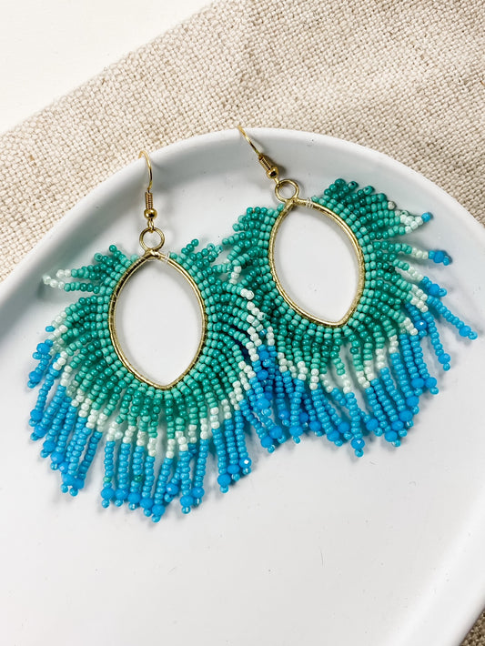 Ombre Turquoise Bead Fringe