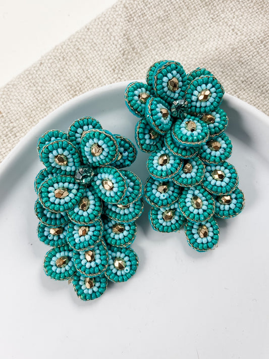 Teal Cascading Statement Drops