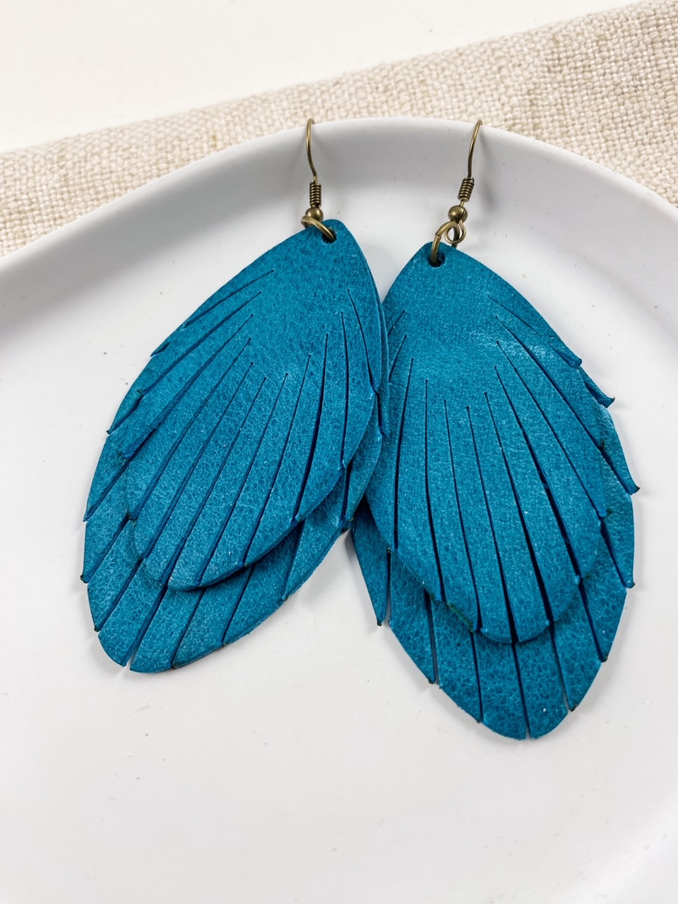 Teal Fringe Feathers