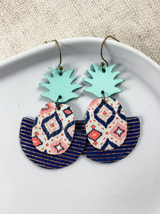 Navy & Coral Pineapples