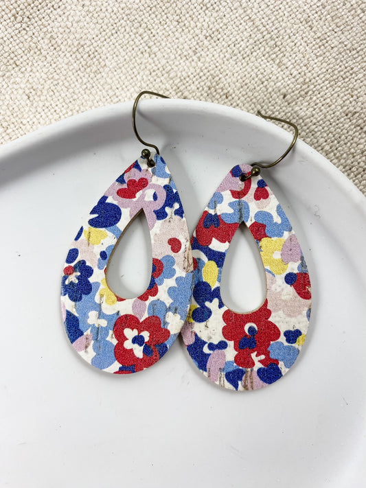 Blue Floral Cutout Teardrops