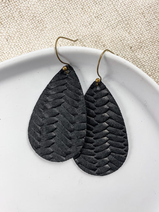 Black Braided Teardrops--Small