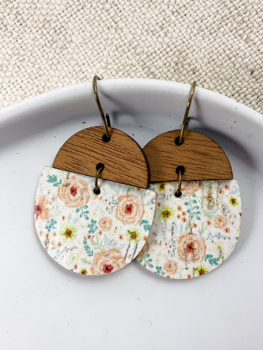 Peach Floral Geometric Drops