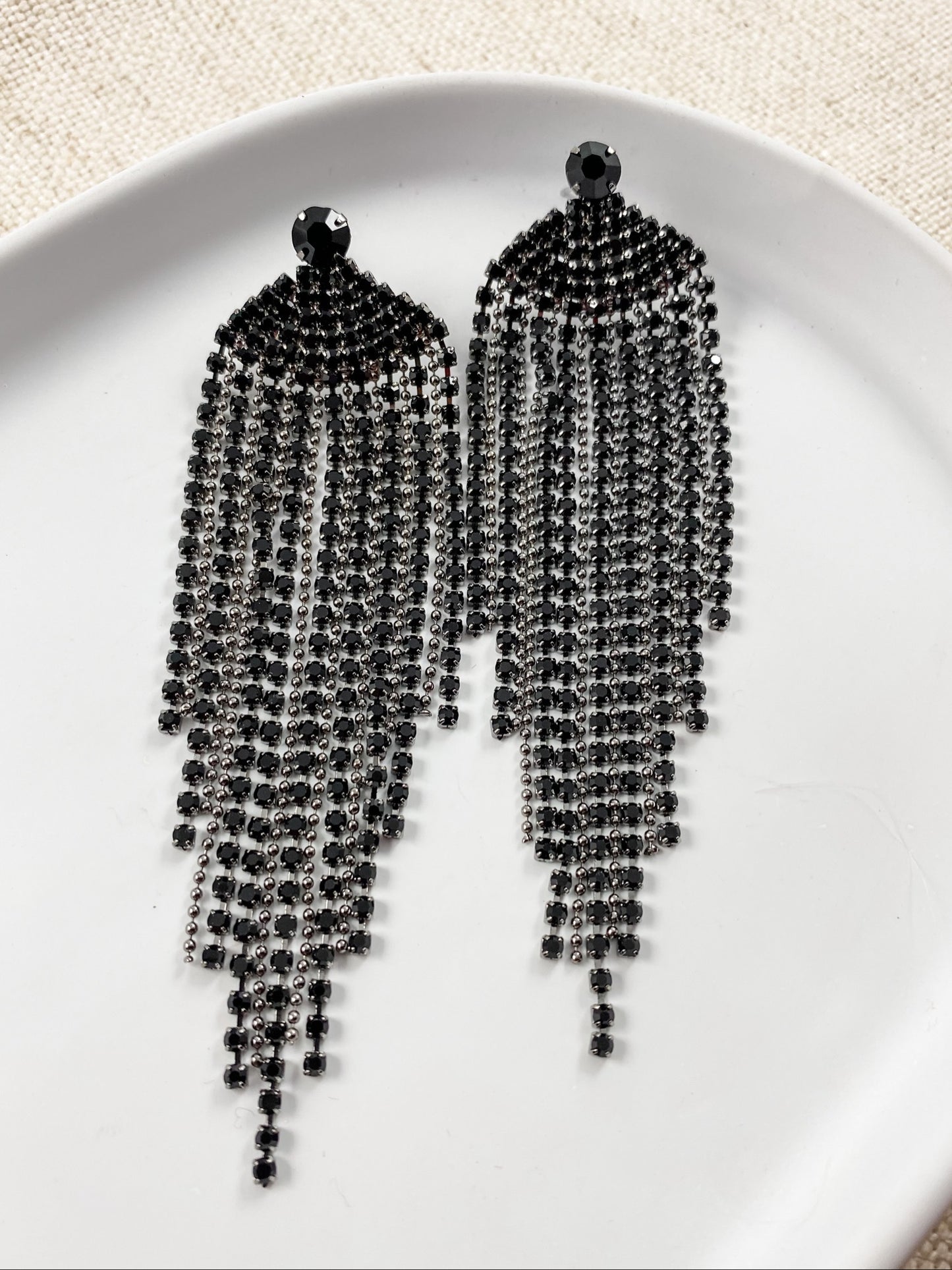 Black Sparkle & Chain Tassels