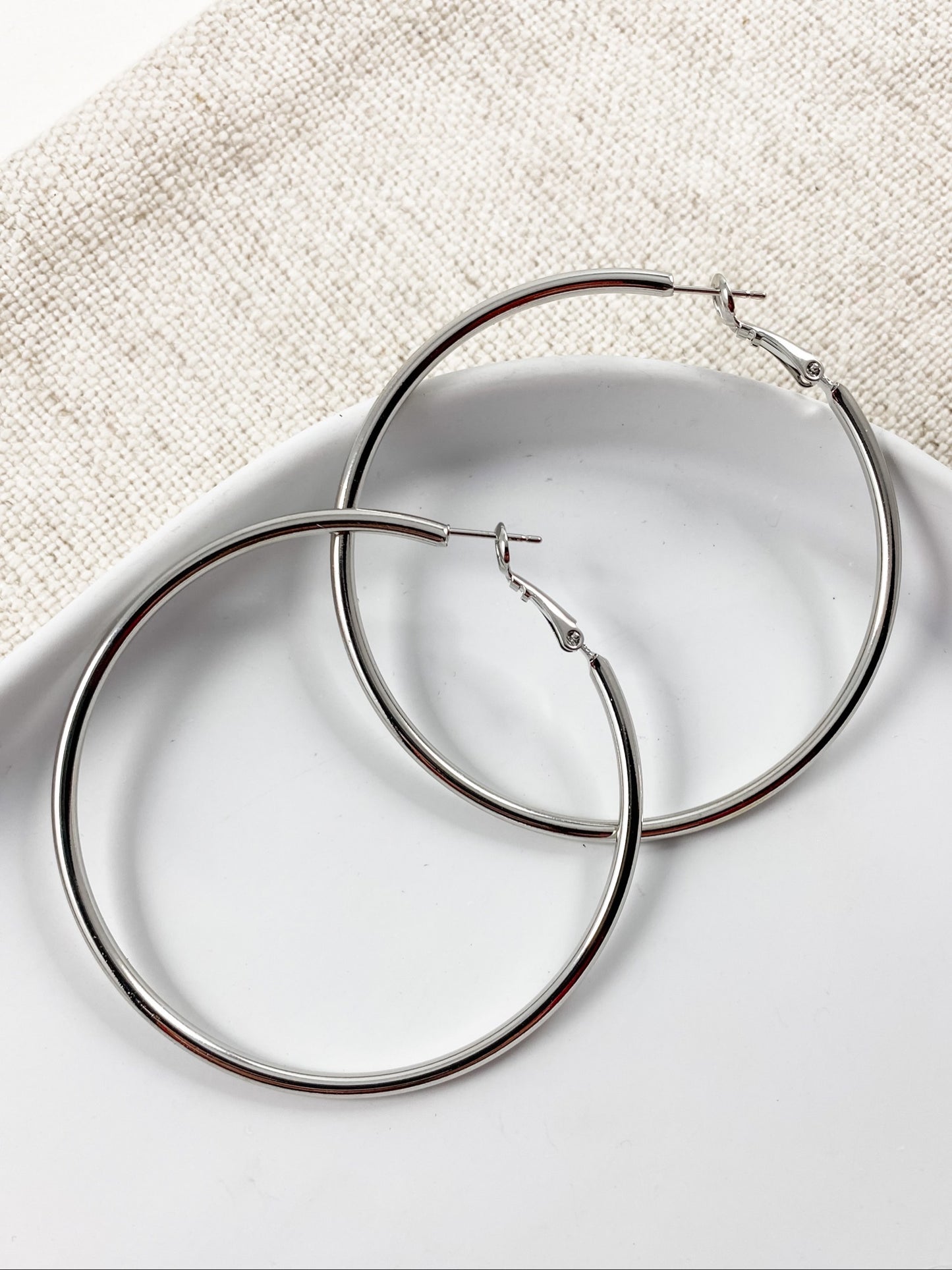 Silver Hoops--2.25"