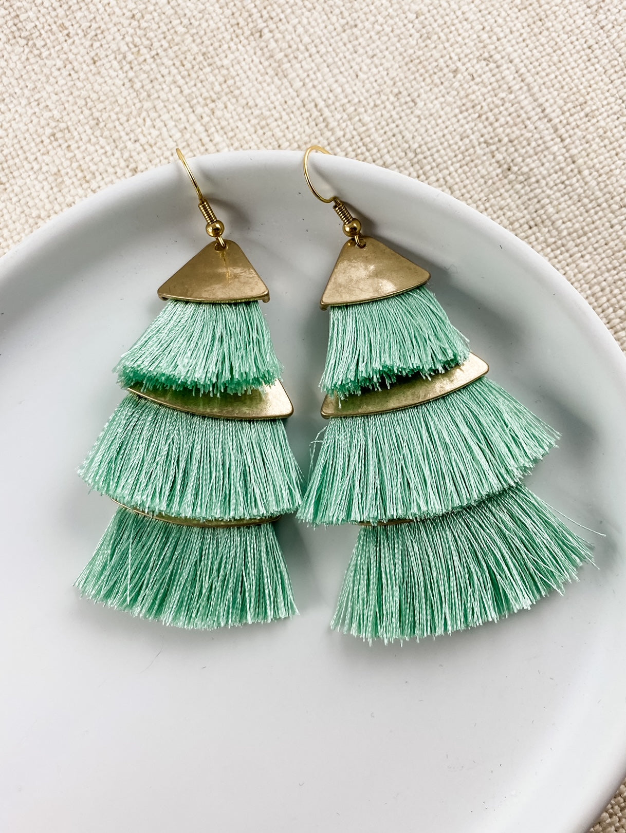 Mint Green Tiered Tassels