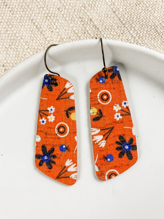 Orange & Blue Floral Skinny Drops