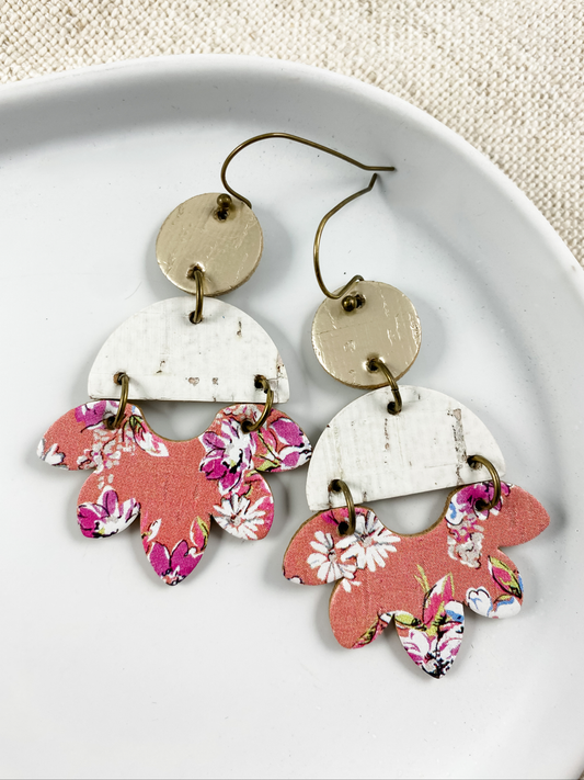 Blush & Coral Floral Scallop Drops